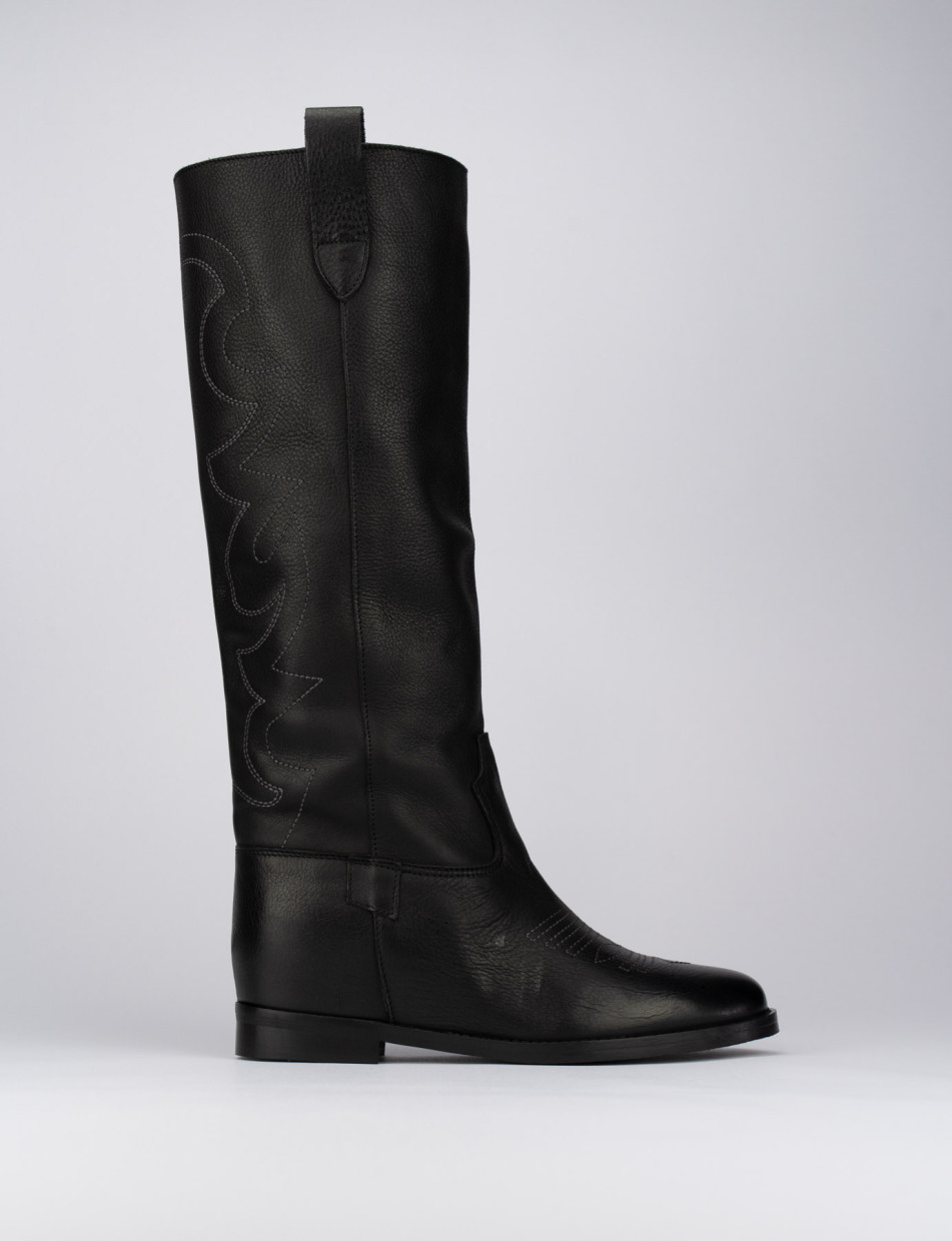 Botas de tacón bajo tacón 2 cm negro cuero