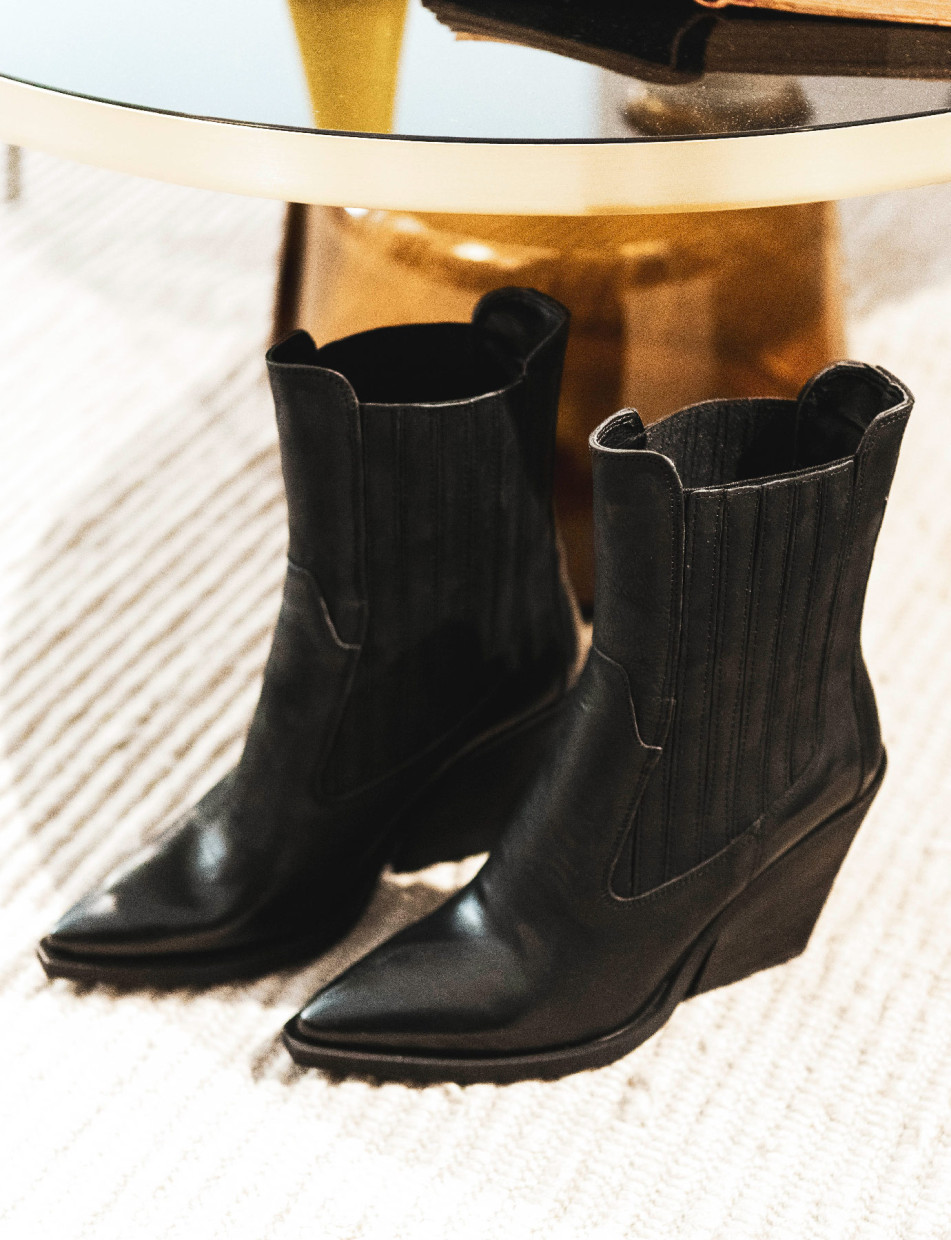Outlet - mujer tacón 7 cm negro cuero