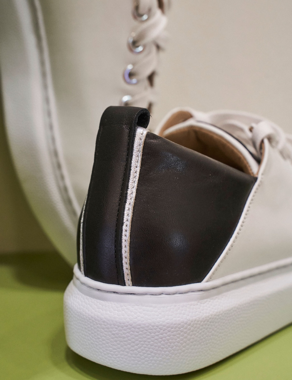 Sneakers heel 1 cm white leather
