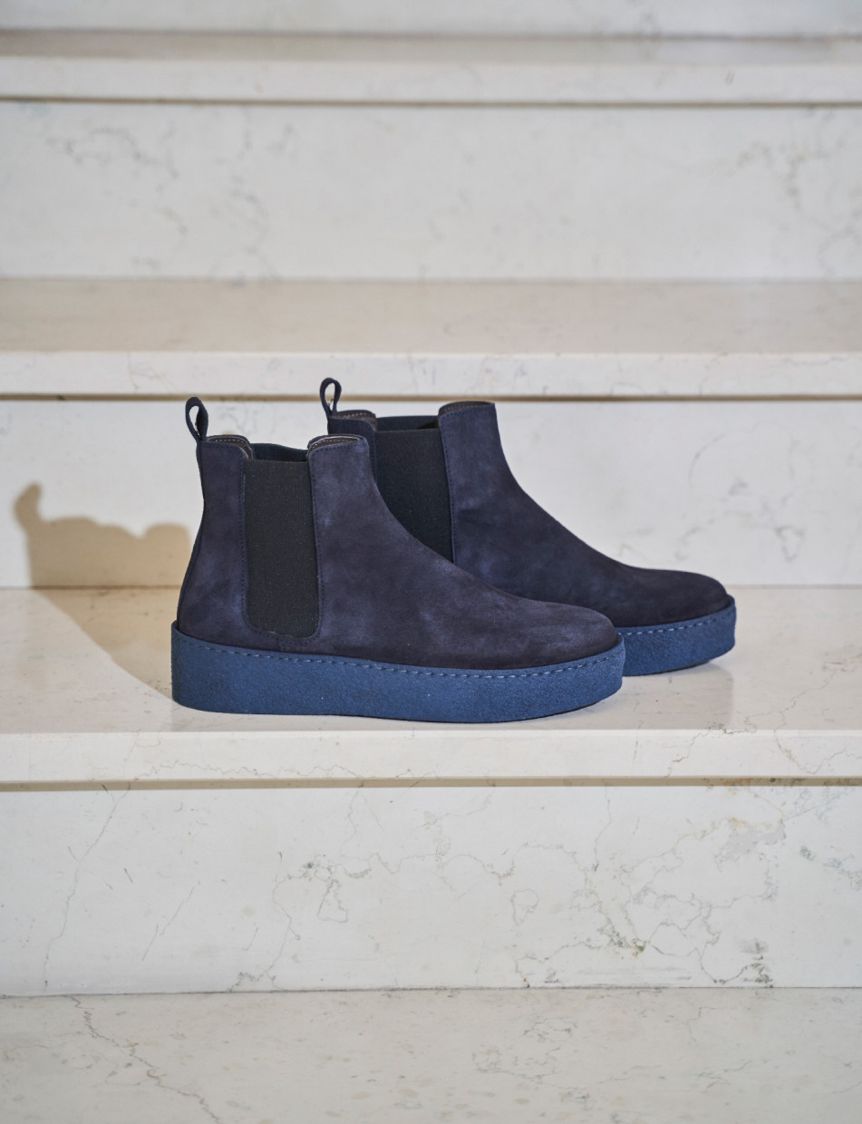 Low heel ankle boots heel 1 cm blu chamois