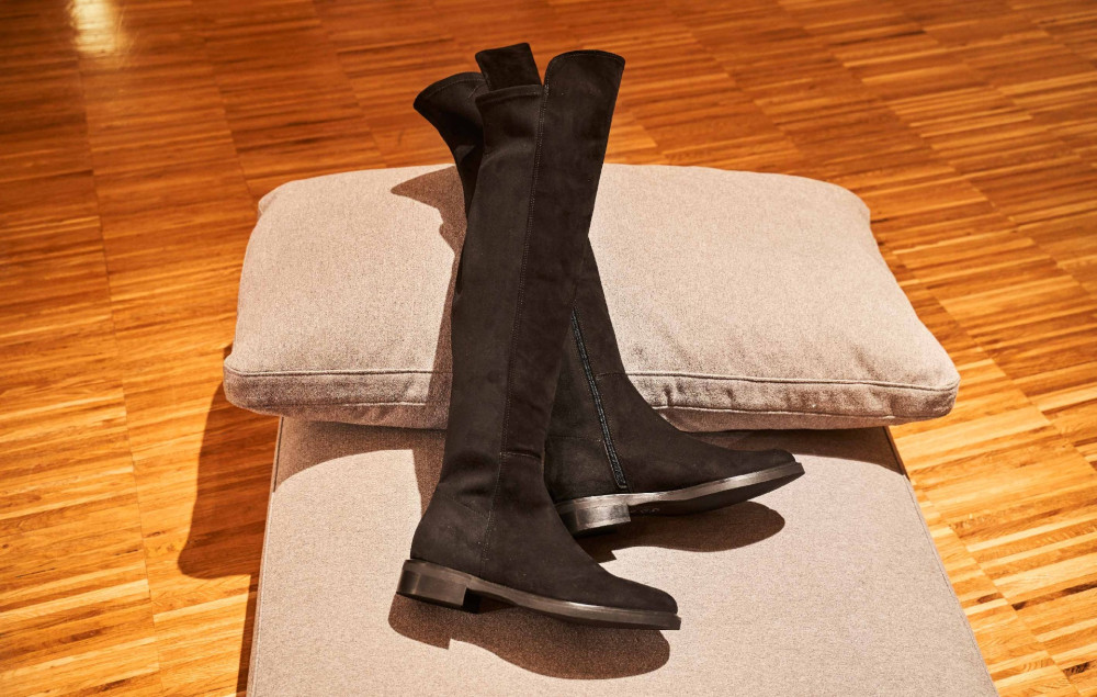 Botas de tacón bajo tacón 2 cm negro ante