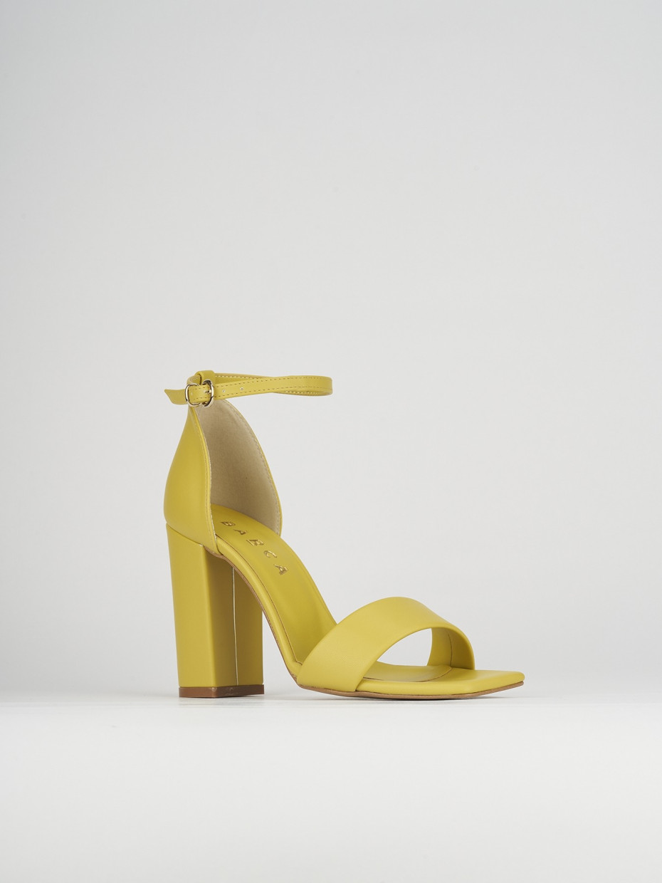 High heel sandals heel 8 cm yellow leather