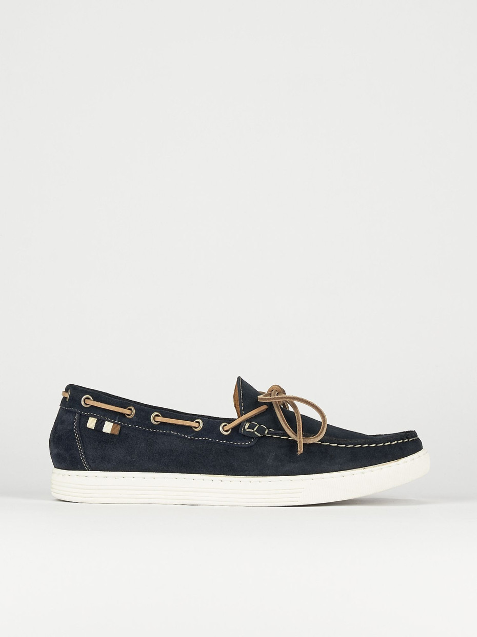 Mocasines tacón 1 cm azul ante