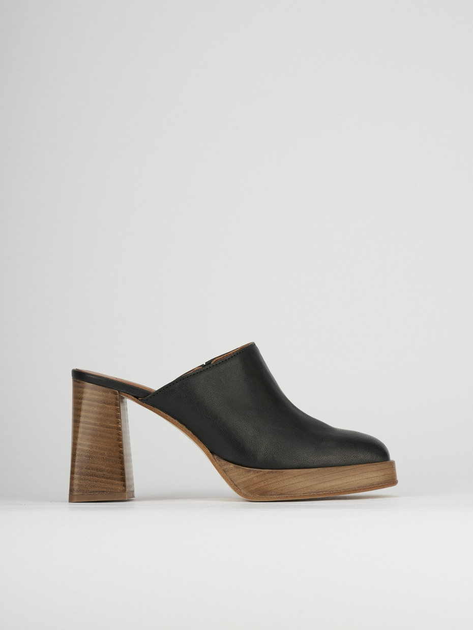 Sabot tacco 9 cm nero pelle