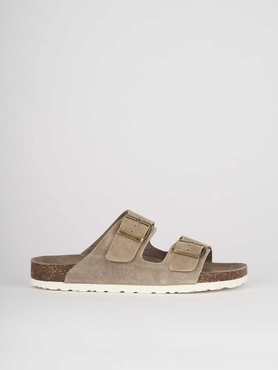 Mules tacón 1 cm beis ante