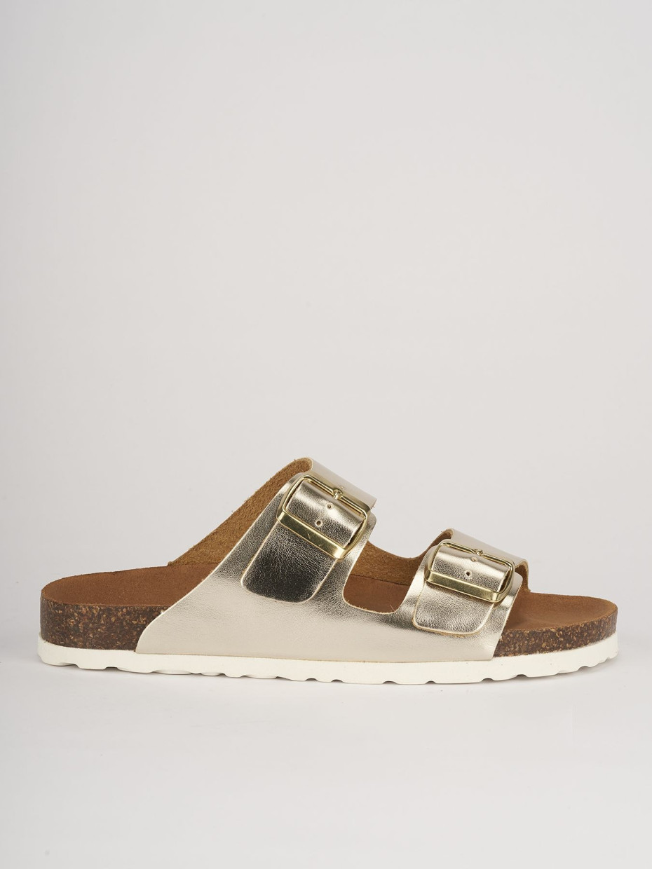 Mules oro cuero