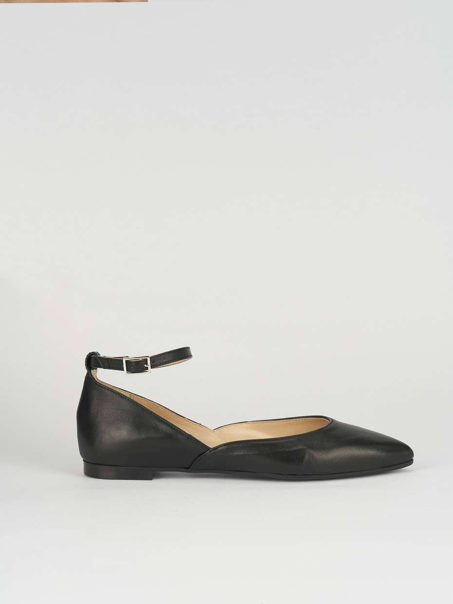 Bailarinas tacón 1 cm negro cuero