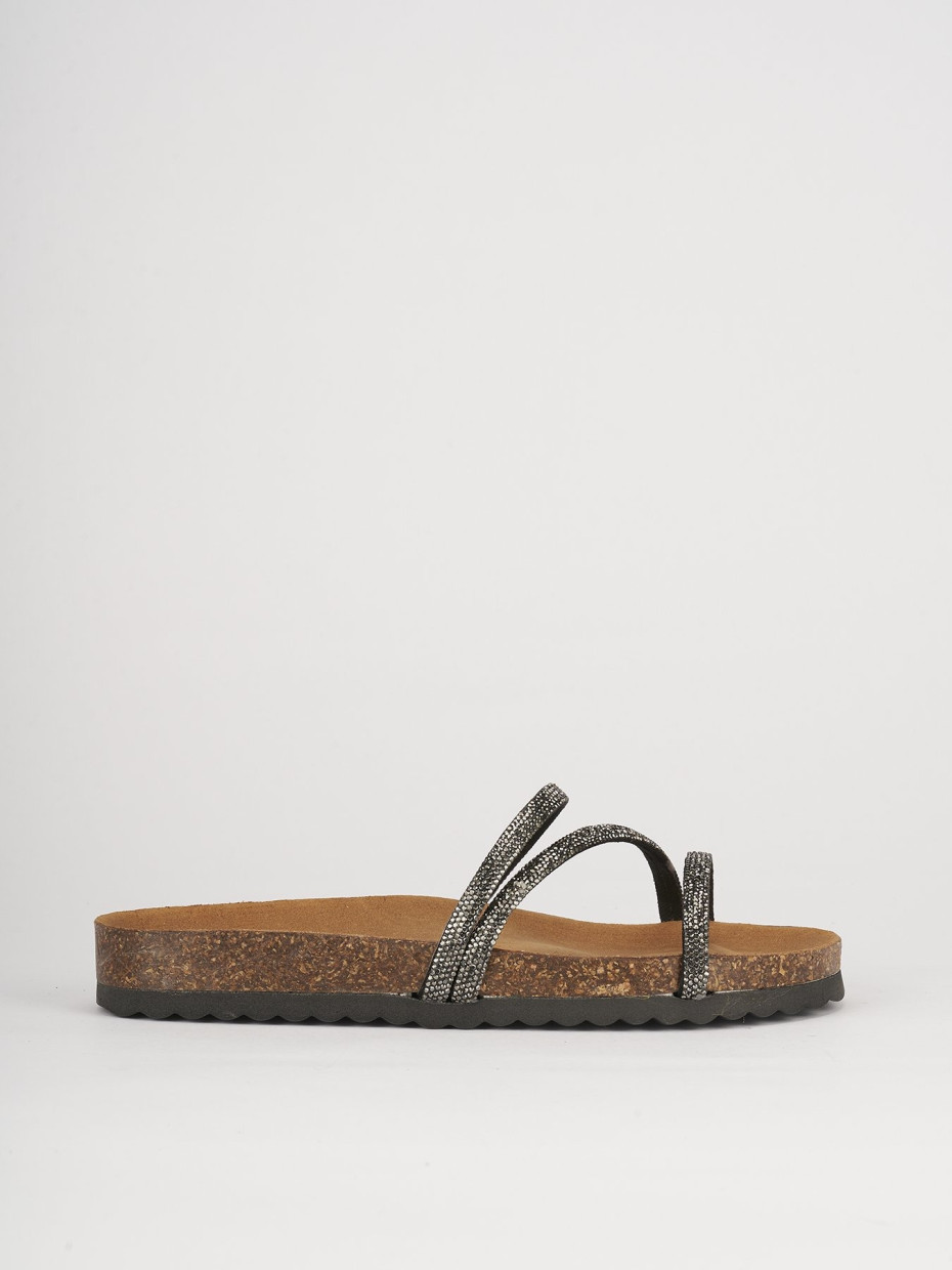 Mules tacón 1 cm negro cuero