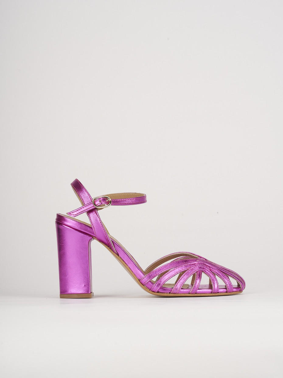 Sandalias de tacón alto tacón 7 cm rosa cuero