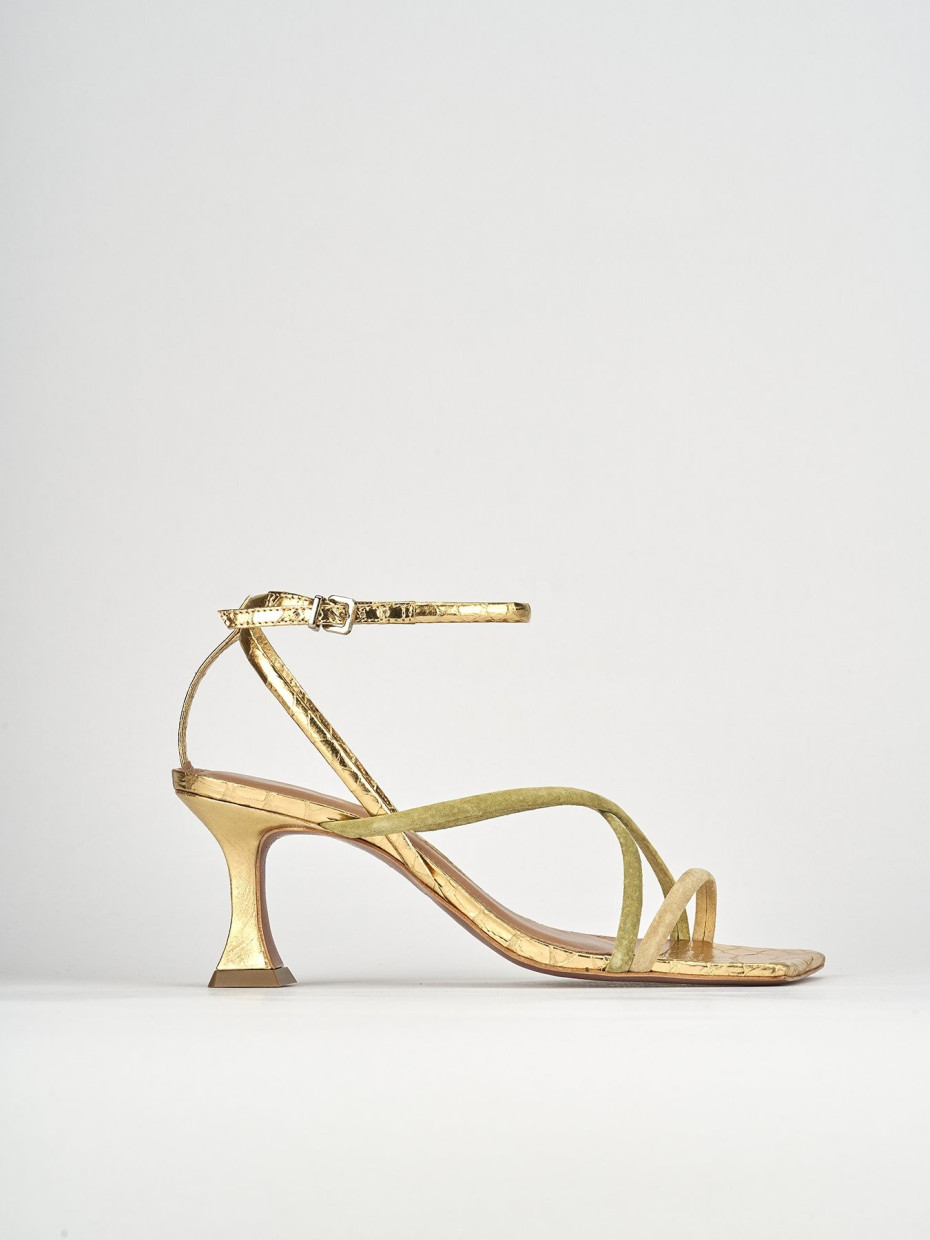 Sandalias de tacón alto tacón 7 cm verde cuero