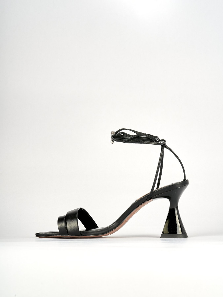 High heel sandals heel 8 cm black leather