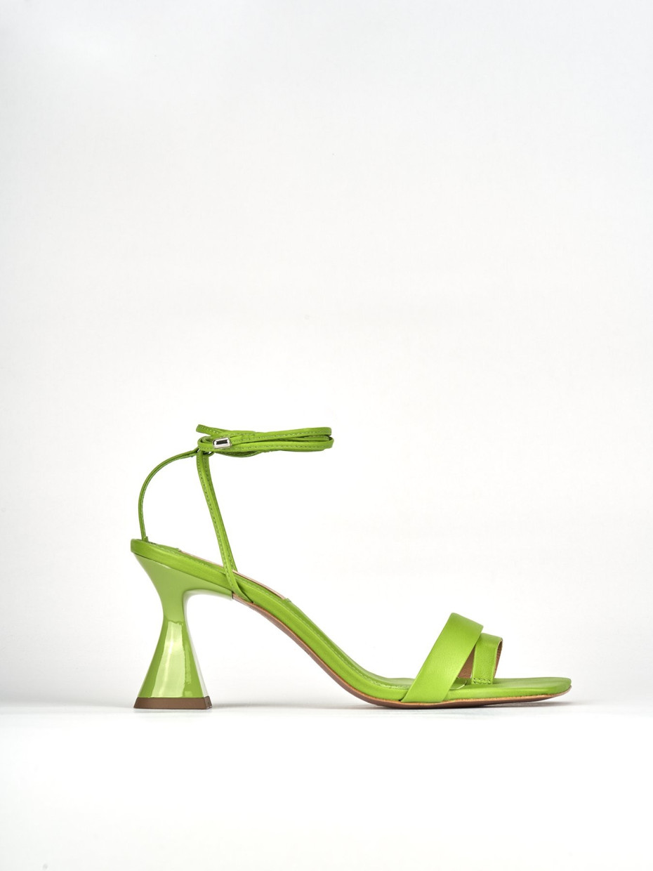 Sandalias de tacón alto tacón 8 cm verde cuero