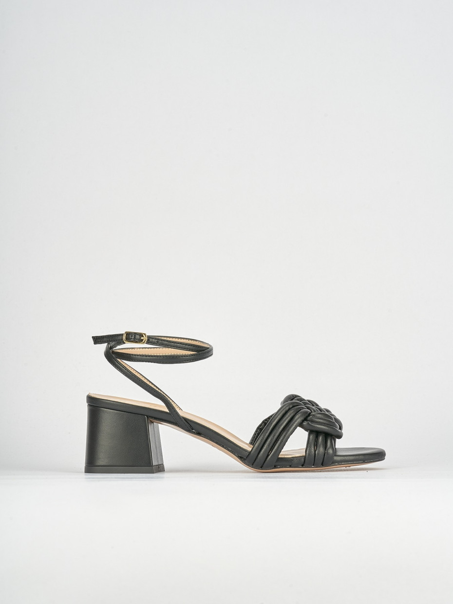 High heel sandals heel 6 cm black leather
