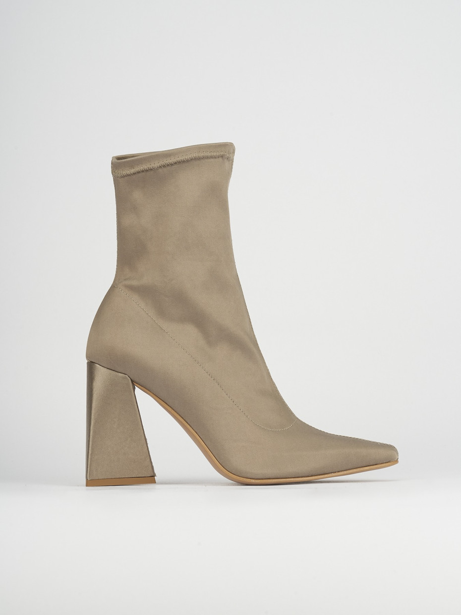 Botines de tacón alto tacón 9 cm beis tejido