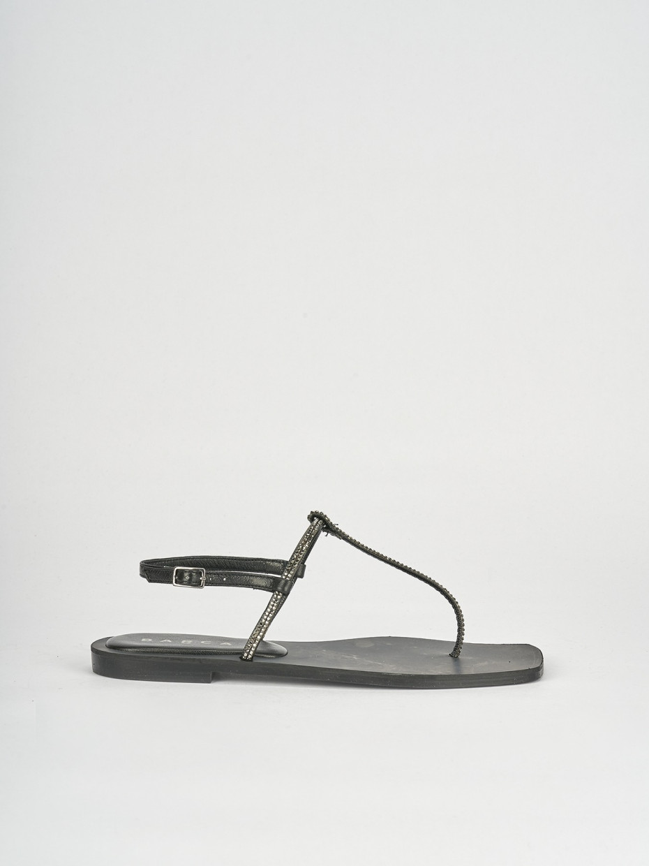 Low heel sandals heel 1 cm black leather