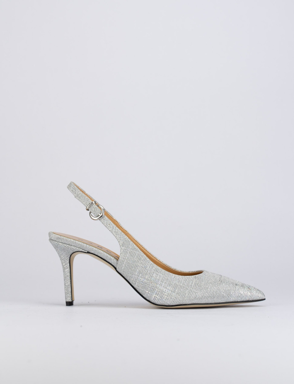 Pumps heel 5 cm silver leather