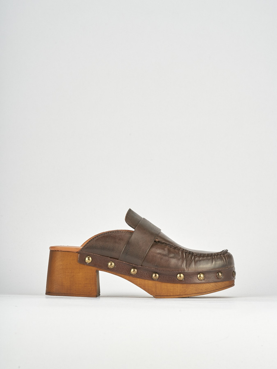 Sabot tacco 5cm pelle testa