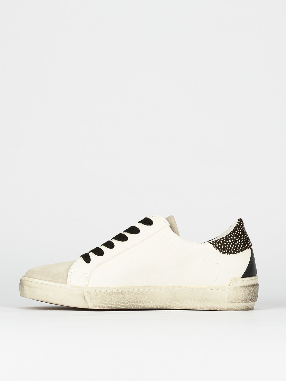Zapatillas deportivas tacón 1 cm blanco cuero