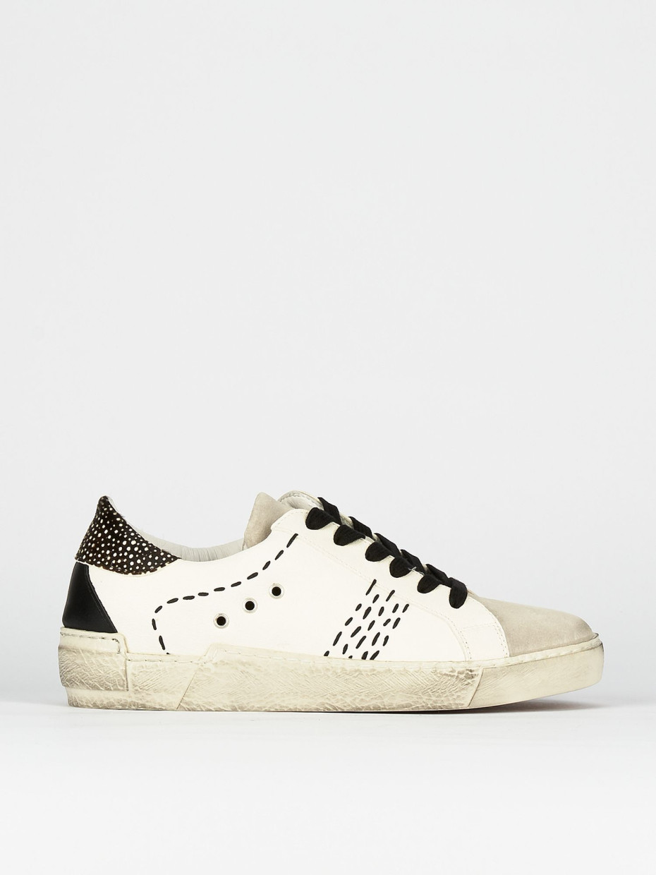 Zapatillas deportivas tacón 1 cm blanco cuero