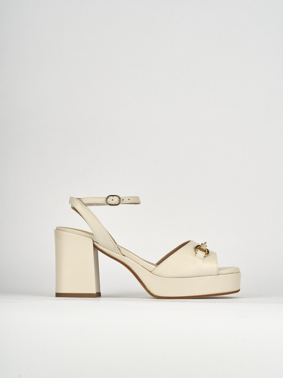 Sandalias de tacón alto tacón 7 cm blanco cuero