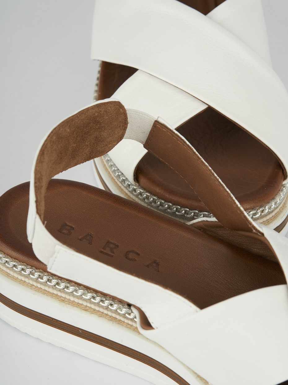 Sandalias de cuña tacón 5 cm blanco cuero