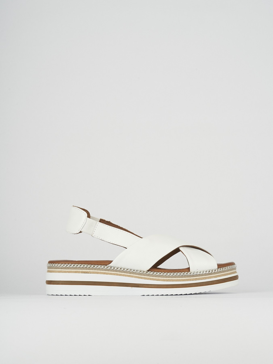 Sandalias de cuña tacón 5 cm blanco cuero