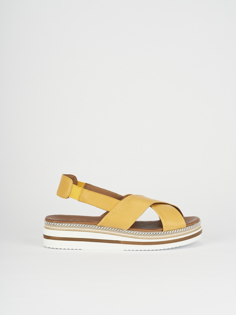 Sandalias de cuña tacón 5 cm marrón cuero