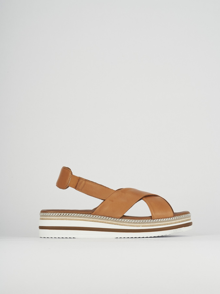Sandalias de cuña tacón 5 cm marrón cuero