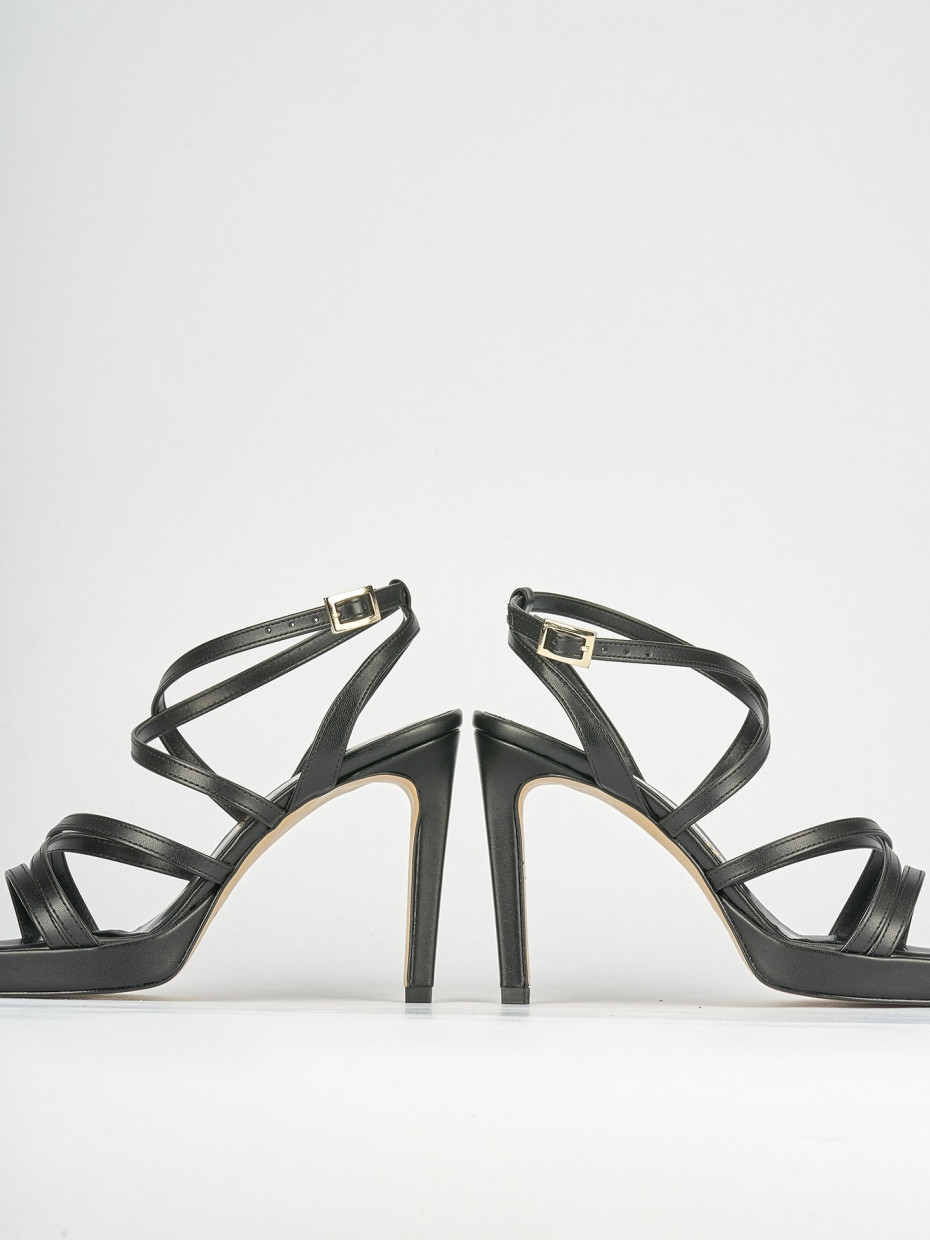 High heel sandals heel 8 cm black leather