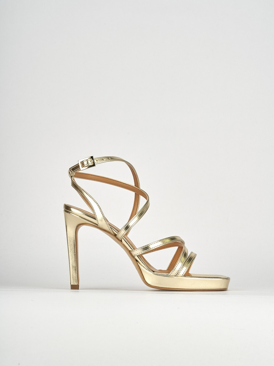 Sandalias de tacón alto tacón 8 cm oro cuero