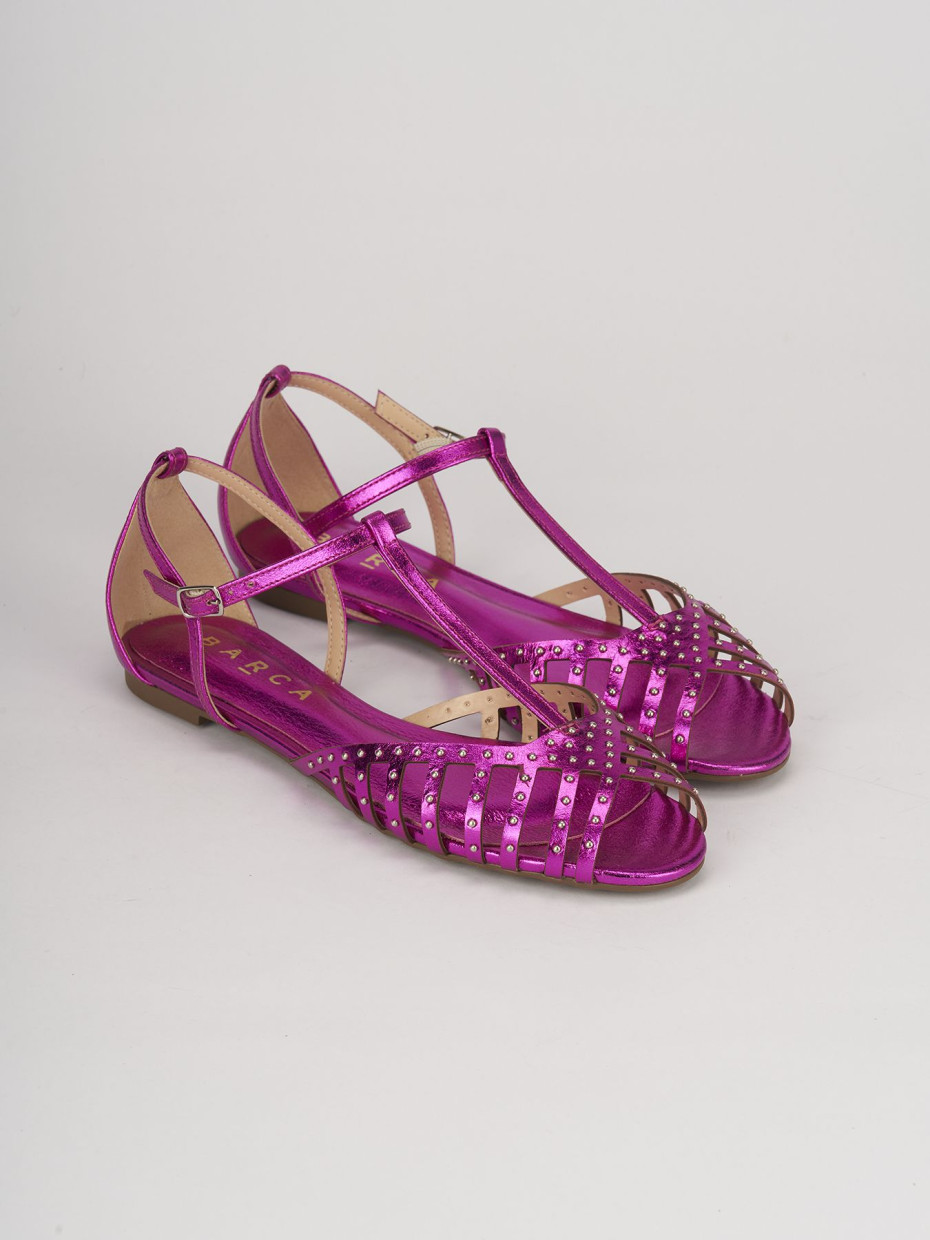 Sandalias de tacón bajo tacón 1 cm rosa cuero