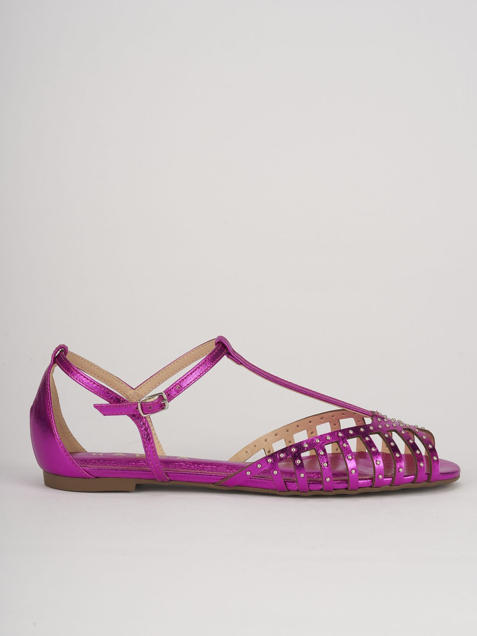 Sandalias de tacón bajo tacón 1 cm rosa cuero