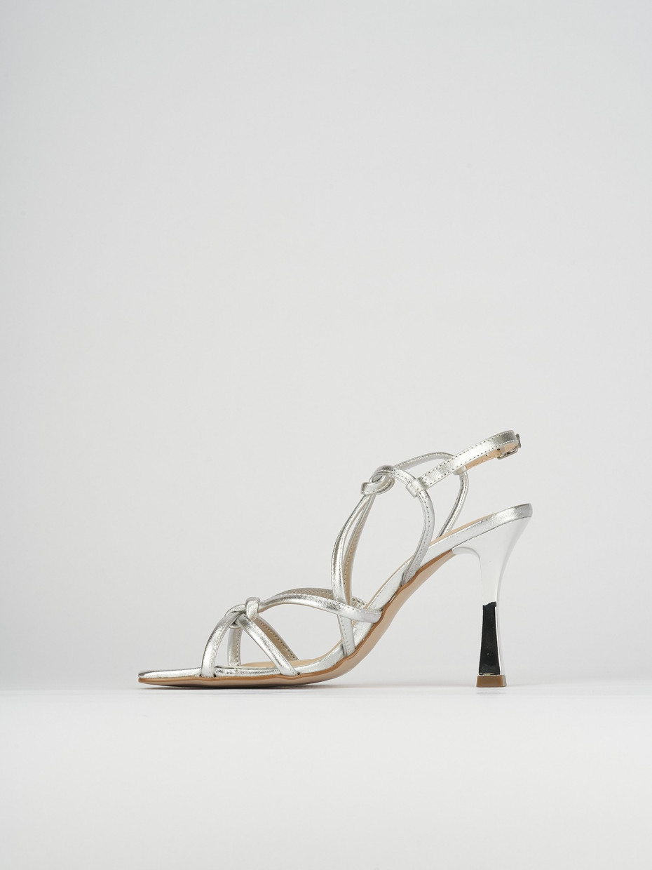 High heel sandals heel 9 cm silver leather