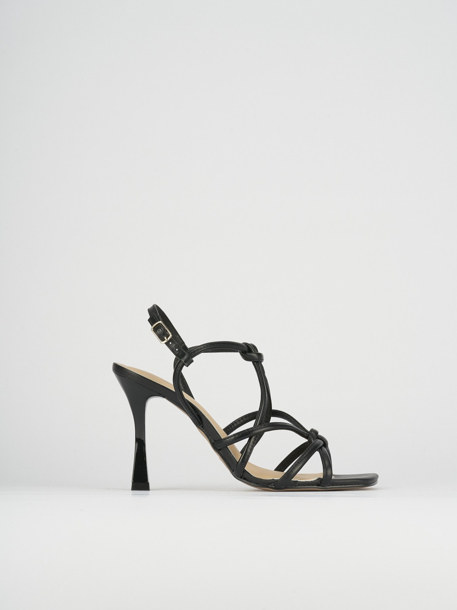 High heel sandals heel 9 cm black leather
