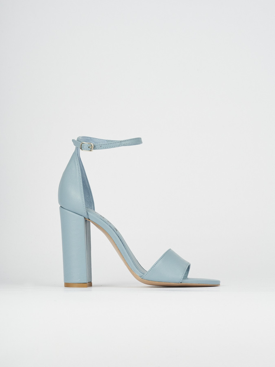Sandalias de tacón alto tacón 8 cm turquesa cuero