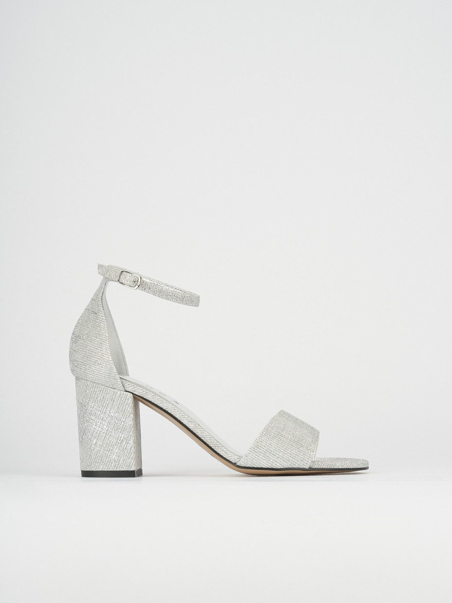 High heel sandals heel 7 cm silver leather