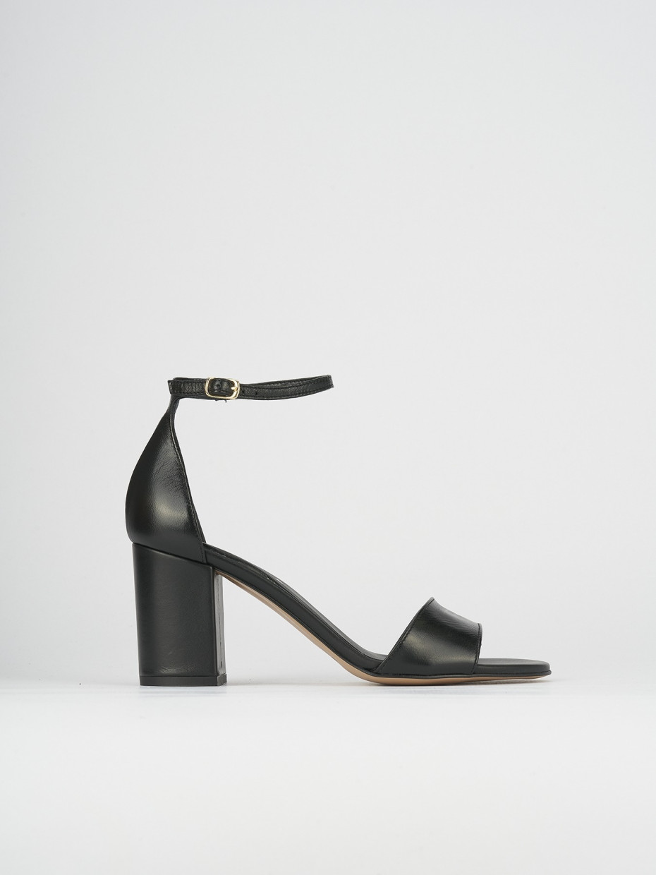 Sandalias de tacón alto tacón 7 cm negro cuero