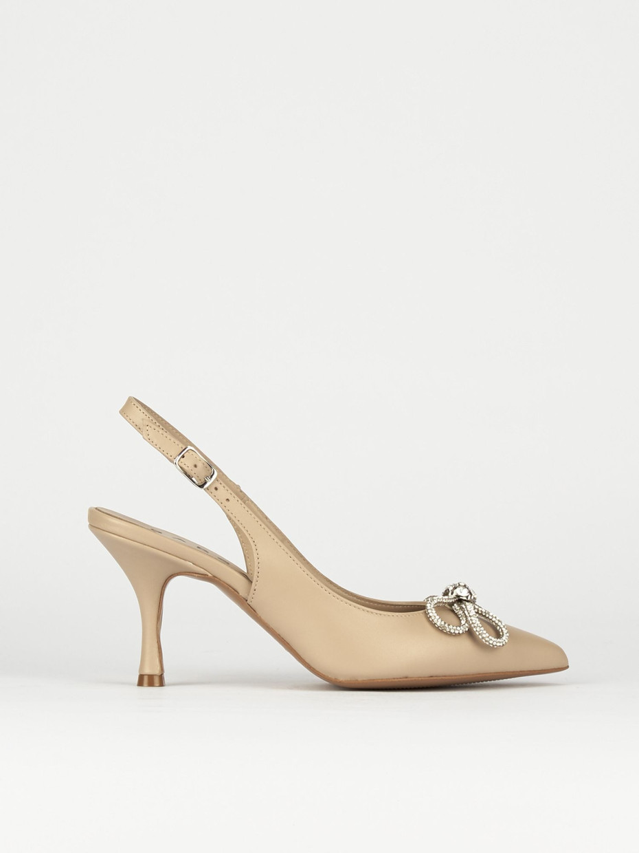 Pumps heel 5 cm beige leather