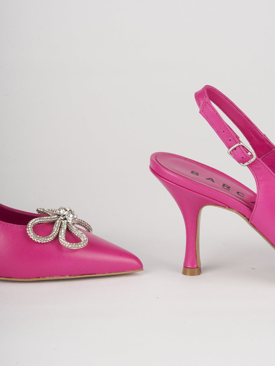 Salones destalonados tacón 5 cm rosa cuero