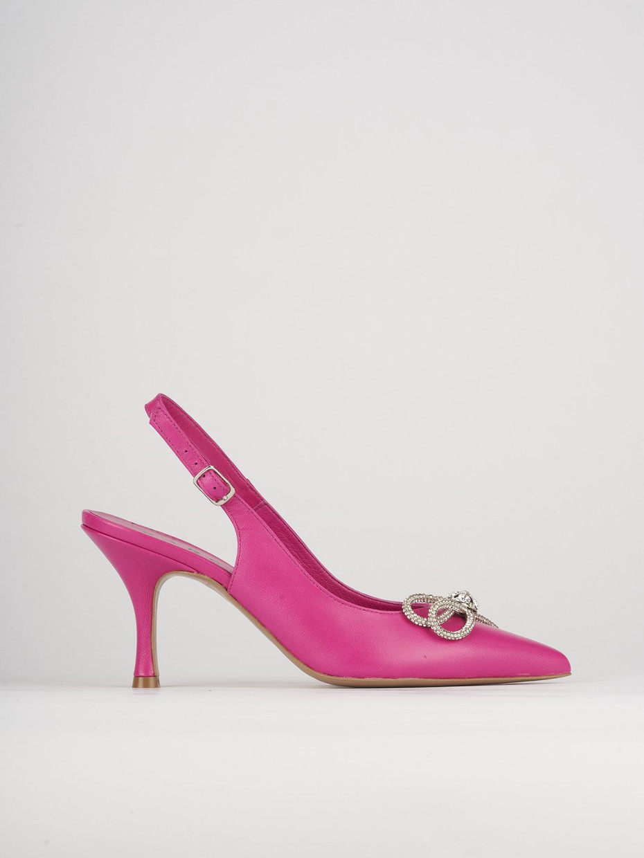 Salones destalonados tacón 5 cm rosa cuero