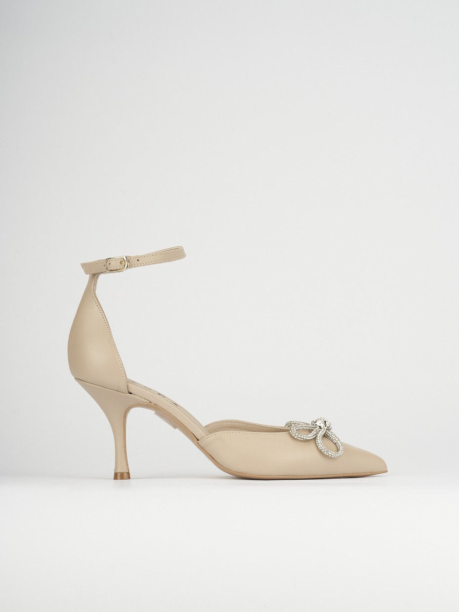 Pumps heel 7 cm beige leather