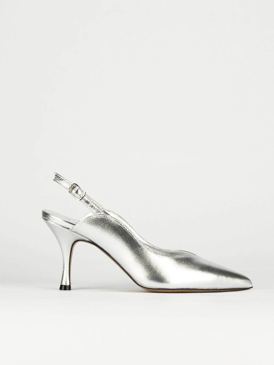 Pumps heel 6 cm silver leather