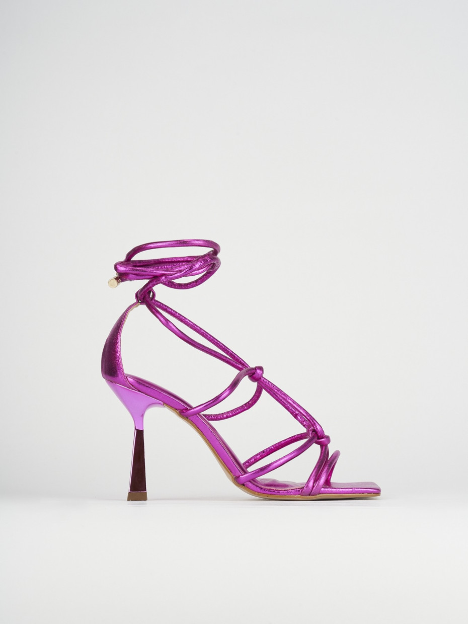 High heel sandals heel 10 cm pink leather