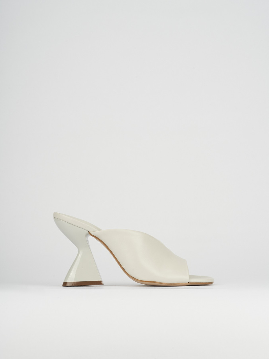 Mules tacón 10 cm blanco cuero