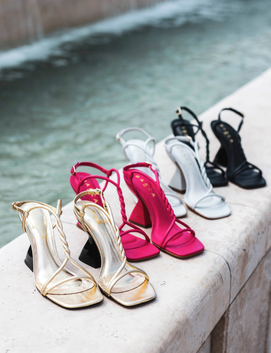 High heel sandals heel 10 cm pink leather