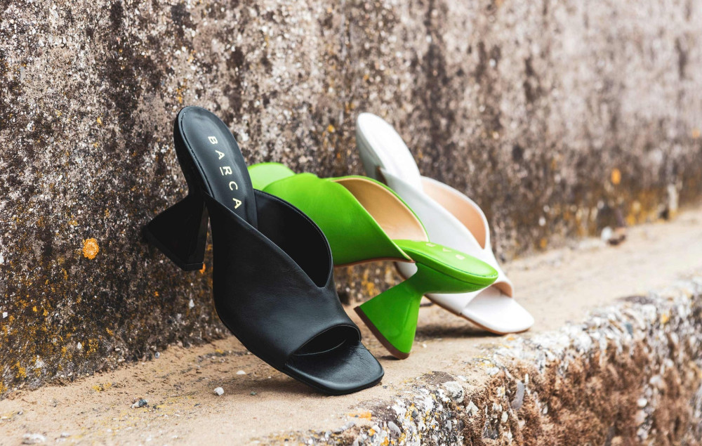 Mules tacón 10 cm negro cuero