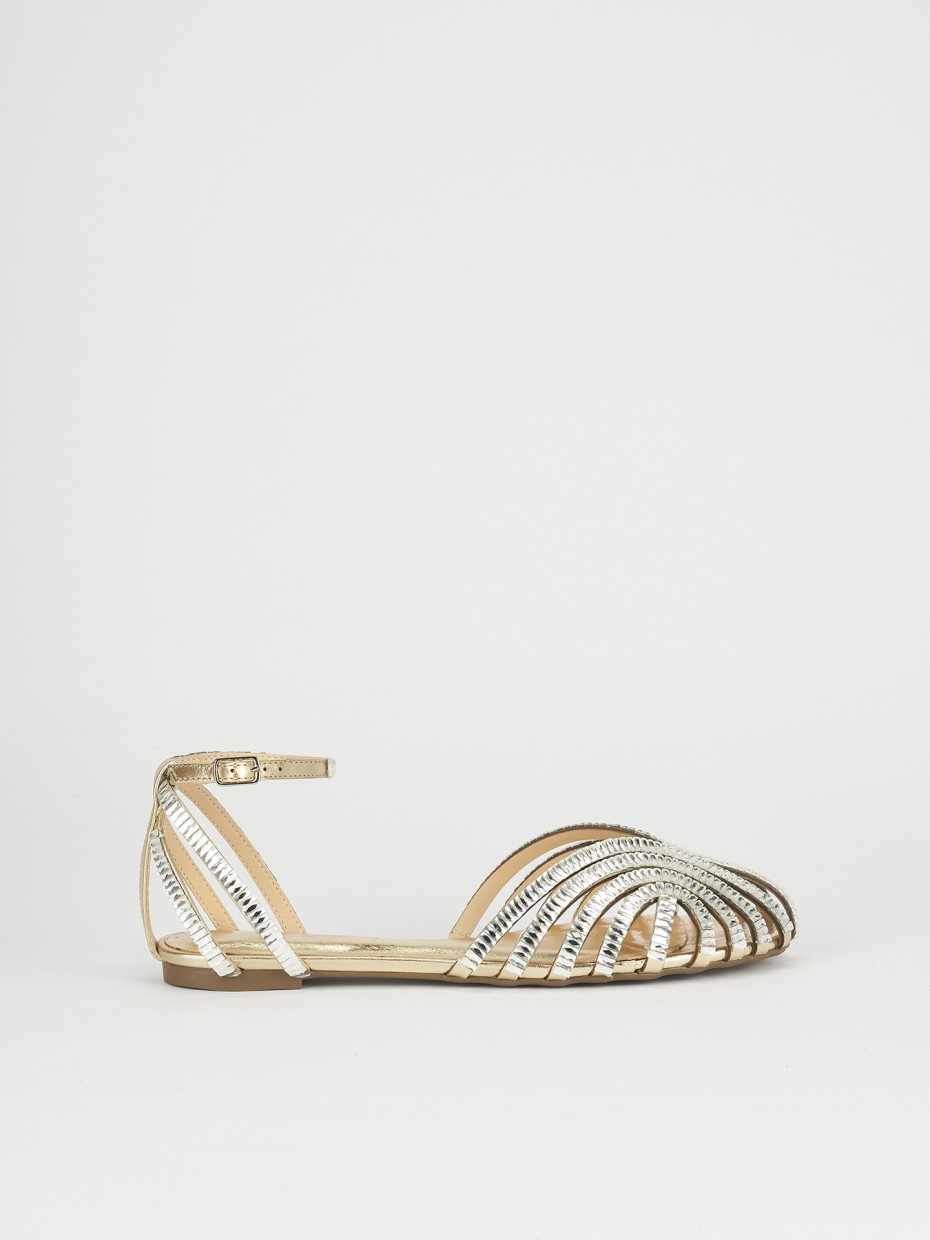 Sandalias de tacón bajo tacón 1 cm plata cuero