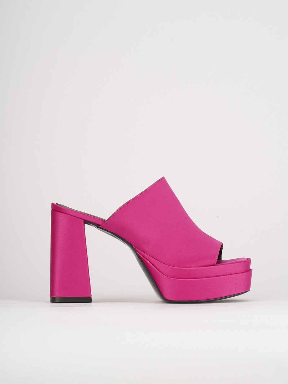 Mules tacón 10 cm rosa cuero
