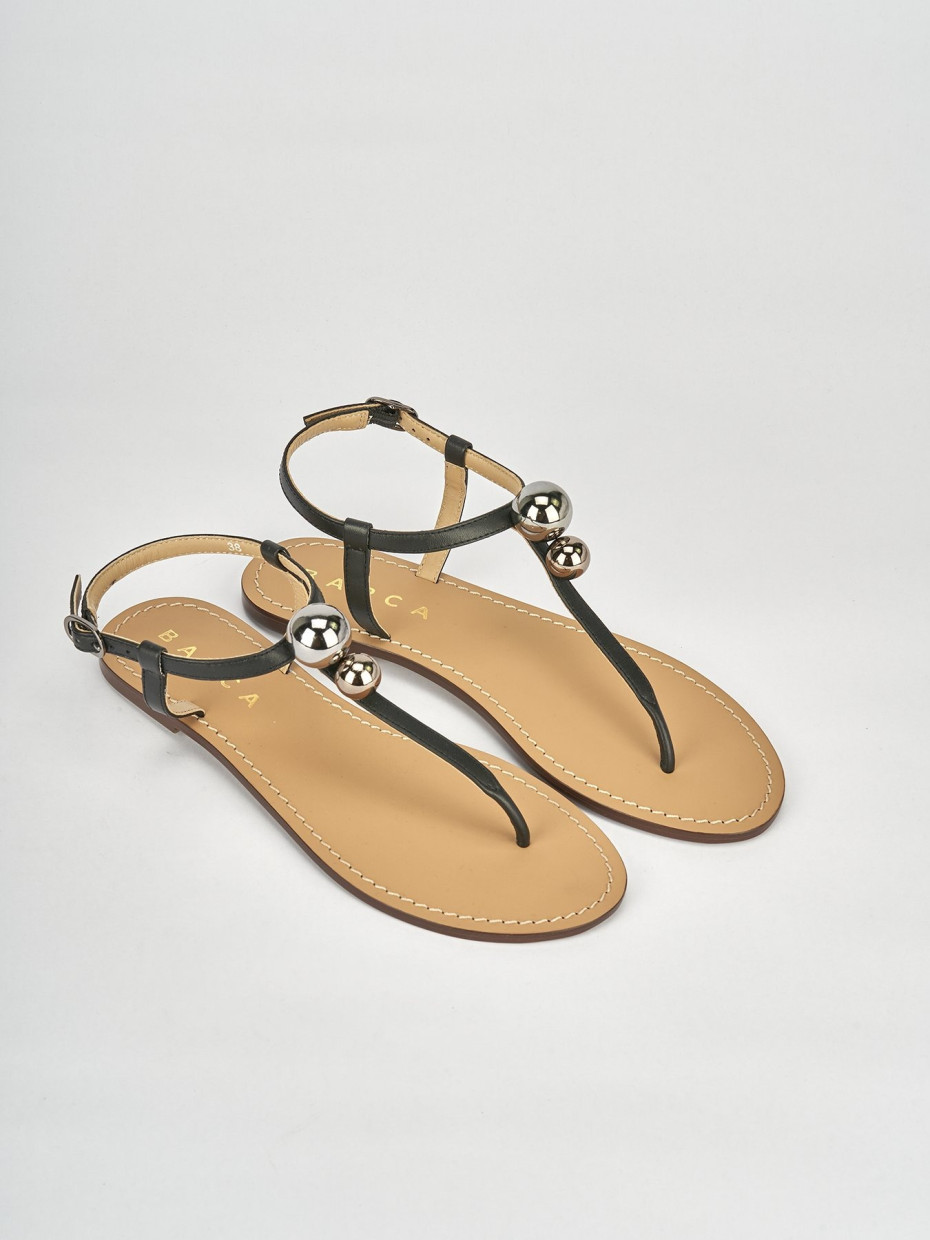 Low heel sandals heel 1 cm black leather