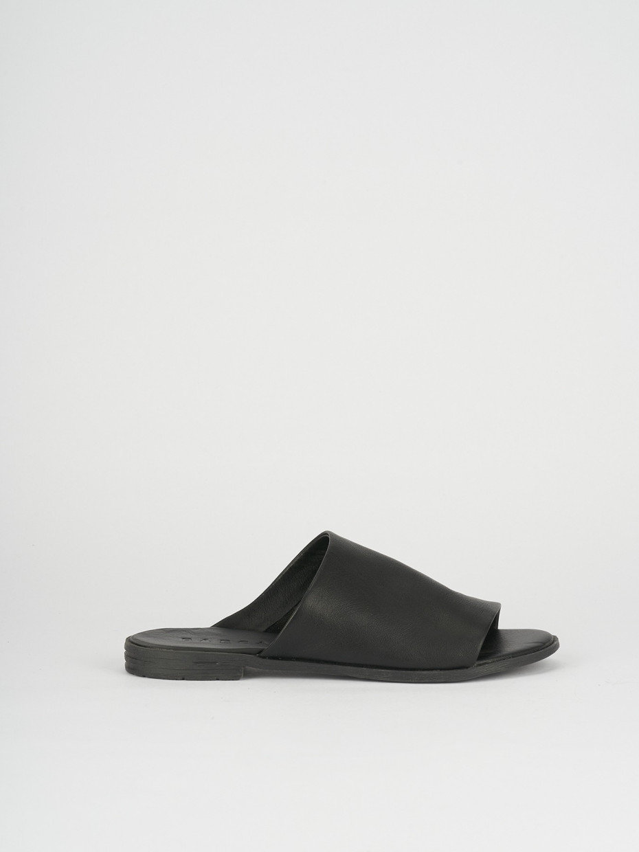 Mules tacón 1 cm negro cuero